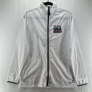 TEAM USA Olympic Jacket Adult Size M BDA Track Performance Full Zip White